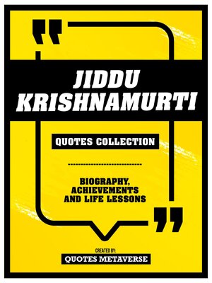cover image of Jiddu Krishnamurti--Quotes Collection